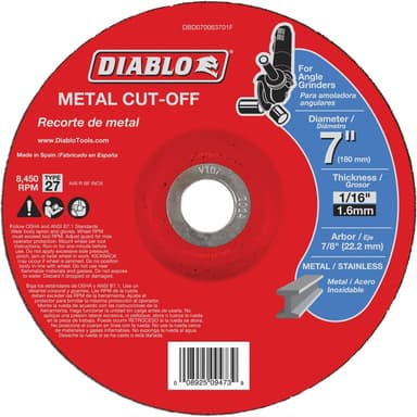 Diablo Type 27 7 In. x 1/16 In. x 7/8 In. Metal Cut-Off Wheel (DBD070063701F)