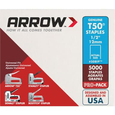 Arrow T50 Pro-Pack Heavy-Duty Staple, 1/2 In. (5000-Pack) (508IP)