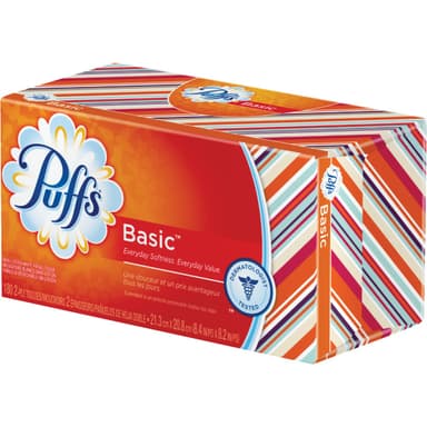 Puffs Basic 180 Count 2-Ply White Facial Tissue (87611)